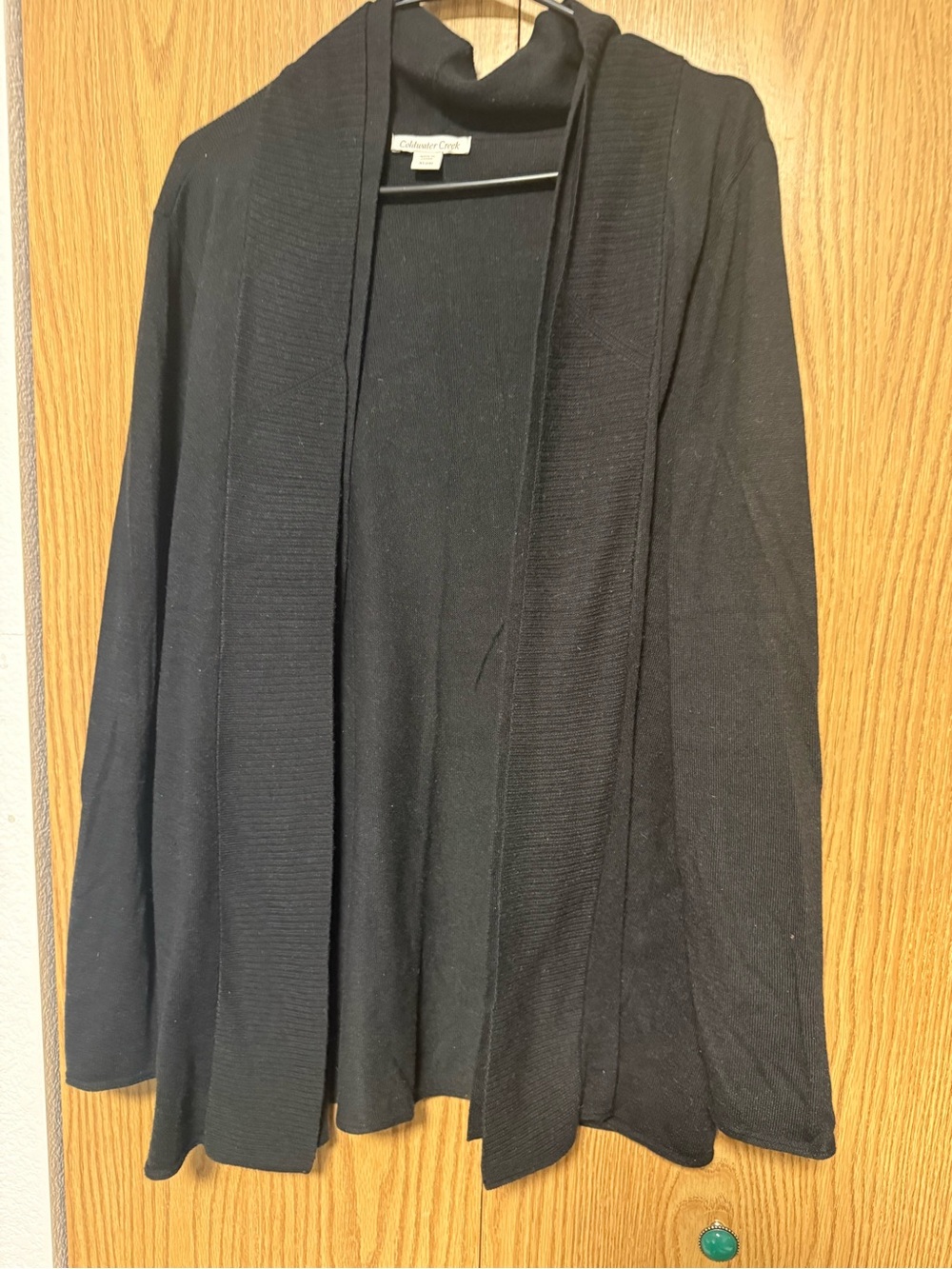 Coldwater Creek Black Open-Front Longline Cardigan